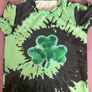 Green Tie-Dye Kids Shirt with Shamrock